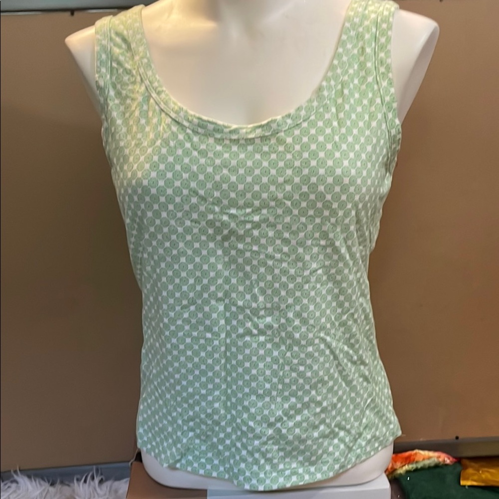 Sleeveless Mint Green Patterned Tank Top